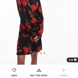 Topshop Black and Red Bishop Sleeve Cocktail Dress